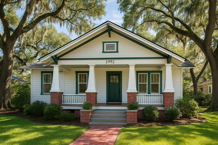 Illustrative Ardsley Park Savannah 1930s bungalow